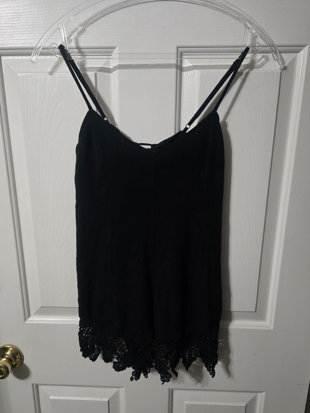 Black Lace-Hem Romper